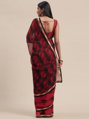 abstract printed saree with blouse - 17165891 - Standard Image - 2