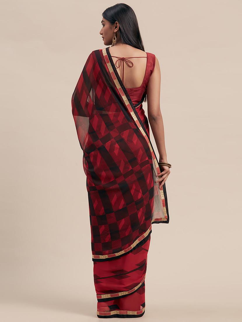 abstract printed saree with blouse - 17165891 - Zoom Image - 2