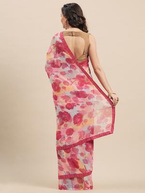 floral printed saree with blouse - 17165912 - Standard Image - 2