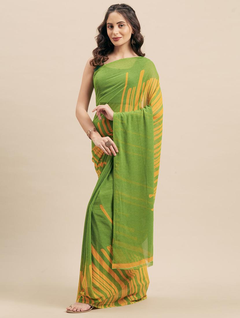 striped printed saree with blouse - 17165924 - Zoom Image - 1