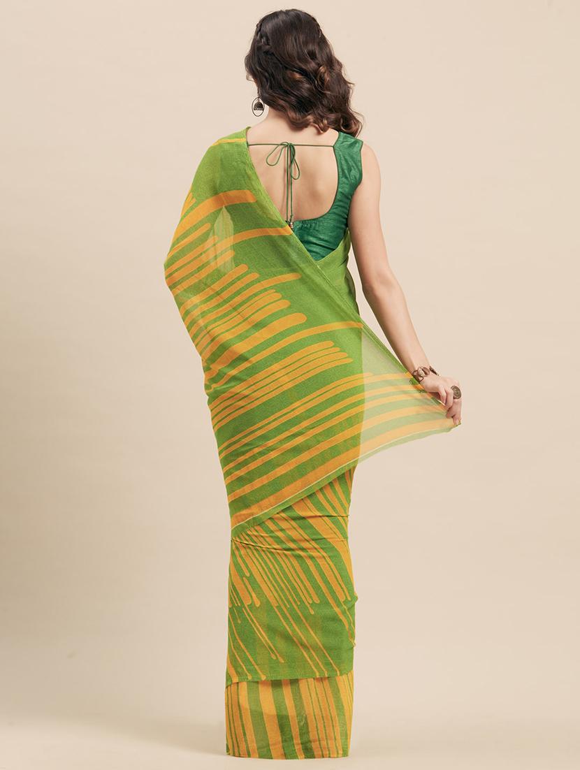 striped printed saree with blouse - 17165924 - Zoom Image - 2