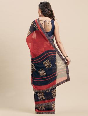 abstract printed saree with blouse - 17165968 - Standard Image - 2