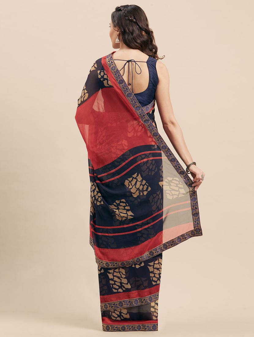 abstract printed saree with blouse - 17165968 - Zoom Image - 2