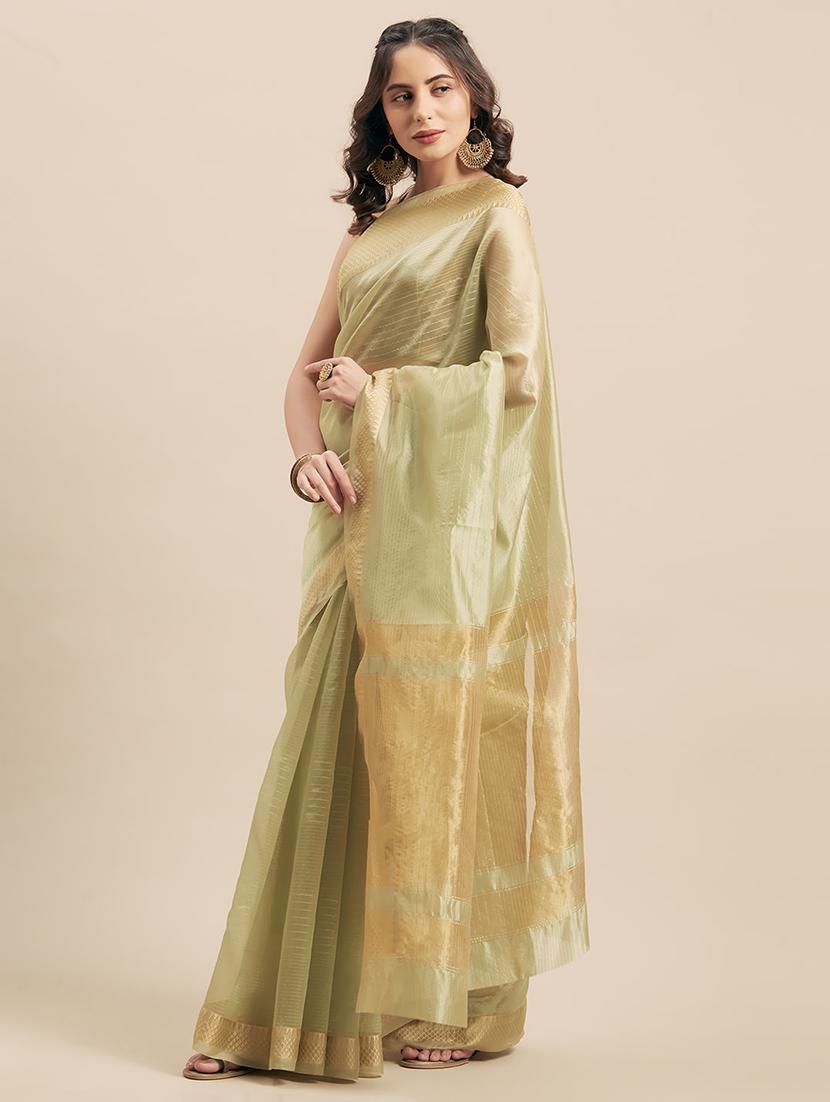 pastel solid saree with blouse - 17165978 - Zoom Image - 1