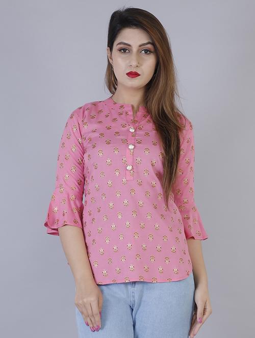 pink rayon regular top - 17166206 - Standard Image - 1