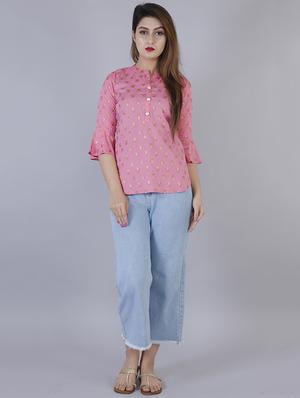 pink rayon regular top - 17166206 - Standard Image - 4