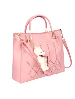 pink leatherette (pu) combo handbag - 17166380 - Standard Image - 4