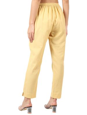 beige cotton flat front trousers - 17166568 - Standard Image - 3