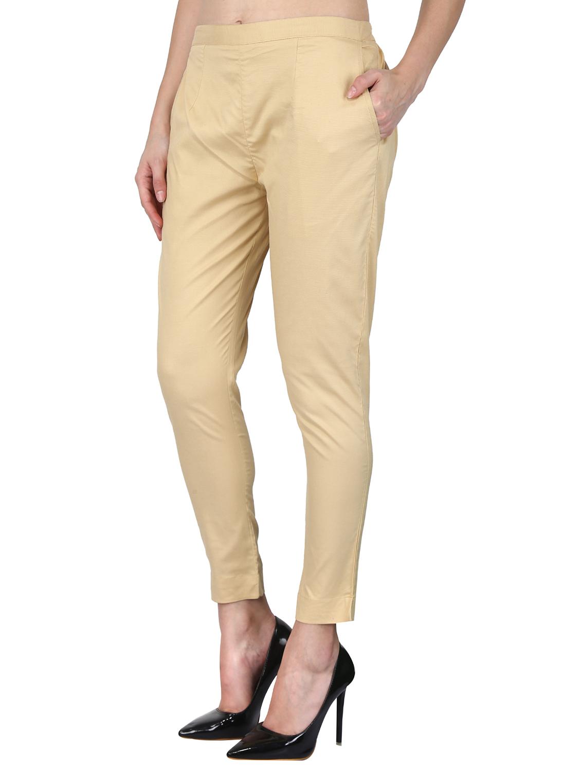 beige rayon others trousers - 17166576 - Zoom Image - 2