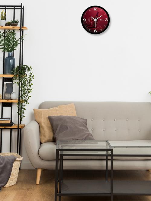 designer round glass wall clock with 1 year warranty and 2 free aa battery - 17167080 - Standard Image - 1