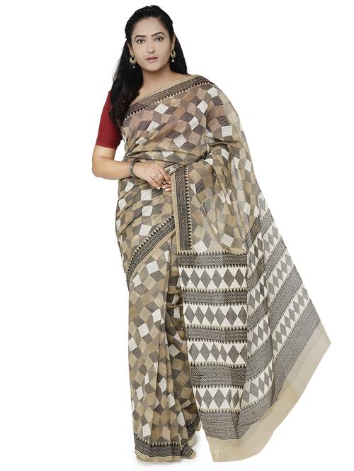 checkered gadwal saree with blouse - 17167258 - Very Small Image - 1