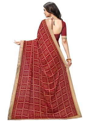 bnadhani print lace work saree with blouse - 17167334 - Standard Image - 2