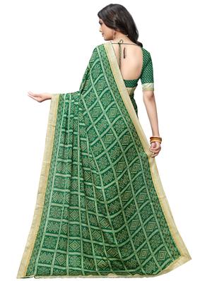 bnadhani print lace work saree with blouse - 17167336 - Standard Image - 2