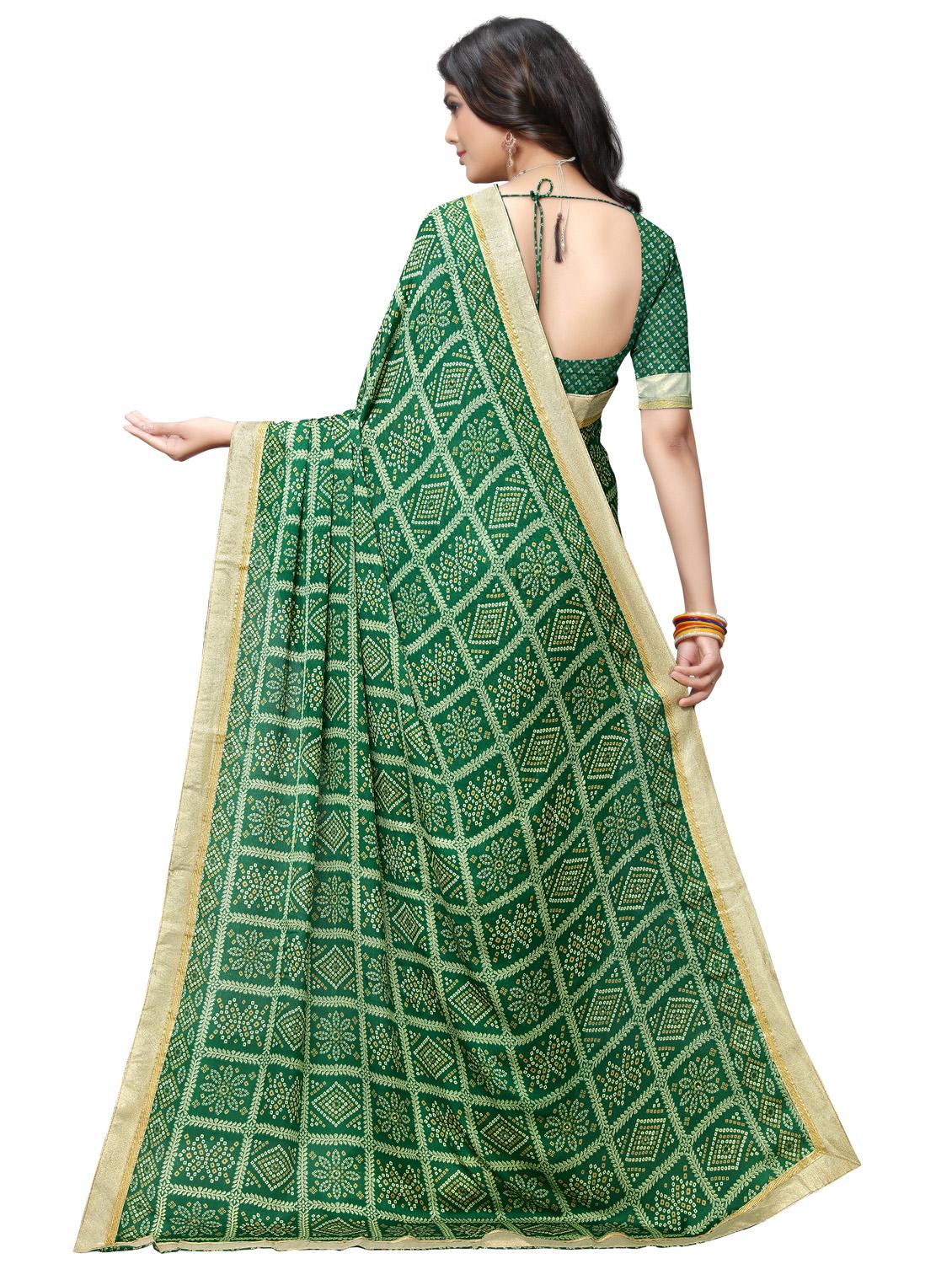 bnadhani print lace work saree with blouse - 17167336 - Zoom Image - 2