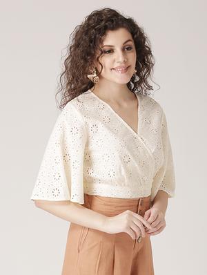 schiffli crop top - 17167483 - Standard Image - 2