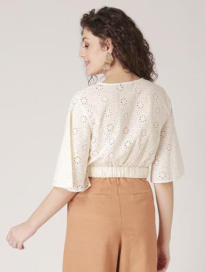 schiffli crop top - 17167483 - Standard Image - 3