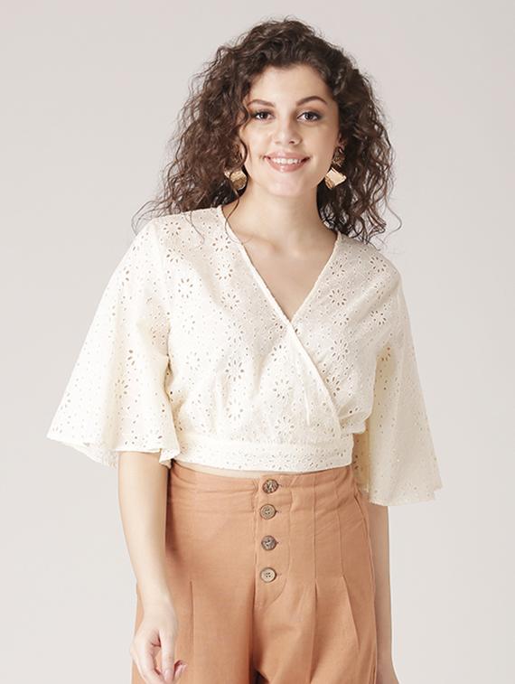 schiffli crop top - 17167483 - Zoom Image - 1