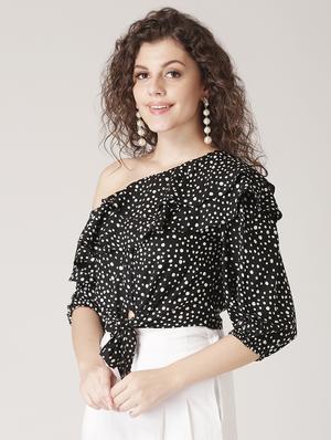single shoulder crop top - 17167485 - Standard Image - 2