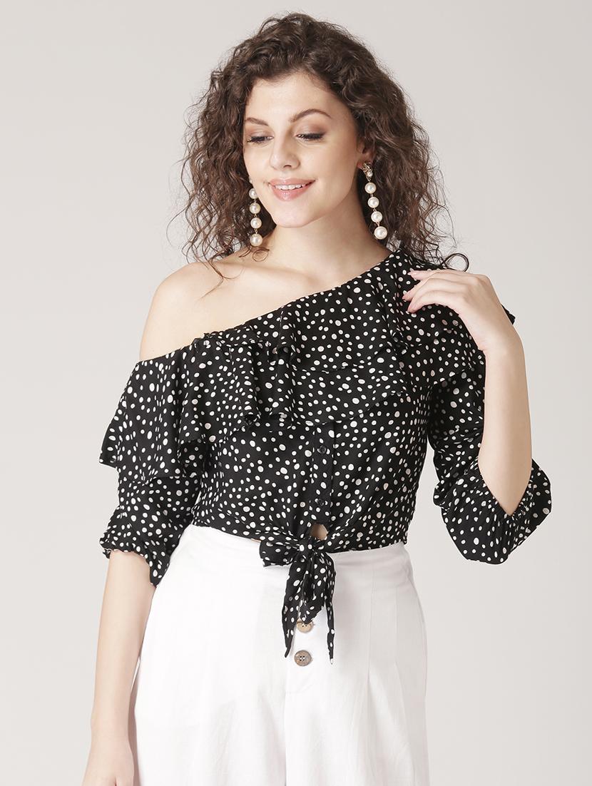 single shoulder crop top - 17167485 - Zoom Image - 1