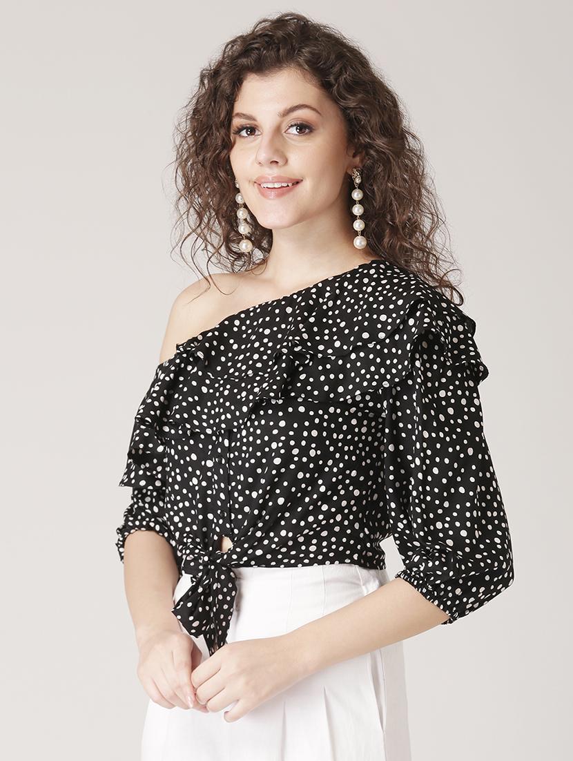 single shoulder crop top - 17167485 - Zoom Image - 2