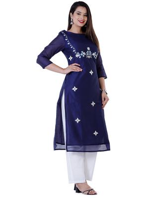 embroidered kurta pant set with free mask - 17167641 - Standard Image - 2