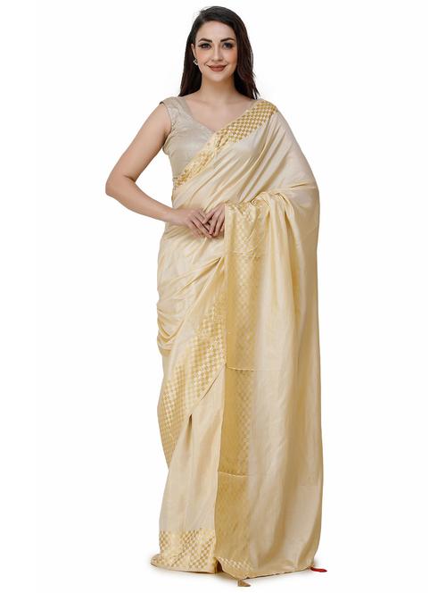 solid plain saree with blouse - 17167685 - Very Small Image - 1