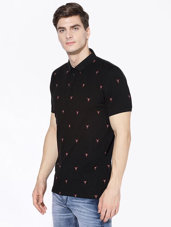 black printed polo t-shirt - 17168017 - Zoom Image - 2