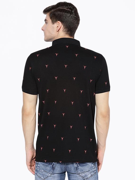black printed polo t-shirt - 17168017 - Zoom Image - 3