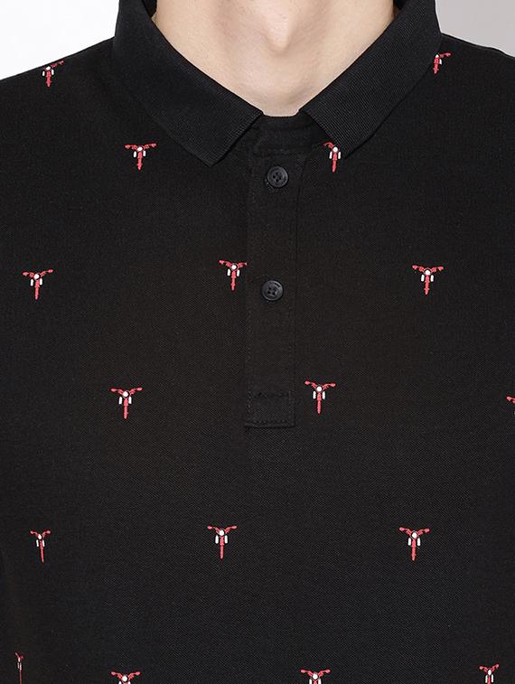 black printed polo t-shirt - 17168017 - Zoom Image - 4