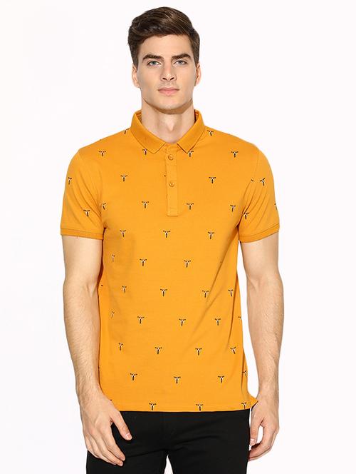 yellow printed polo t-shirt - 17168018 - Standard Image - 1
