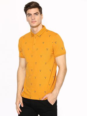 yellow printed polo t-shirt - 17168018 - Standard Image - 2