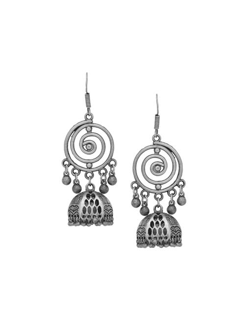 silver tone silver plated jhumka earring - 17168427 - Standard Image - 1