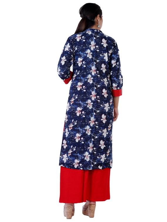 floral kurta palazzo set with free mask - 17168548 - Zoom Image - 3