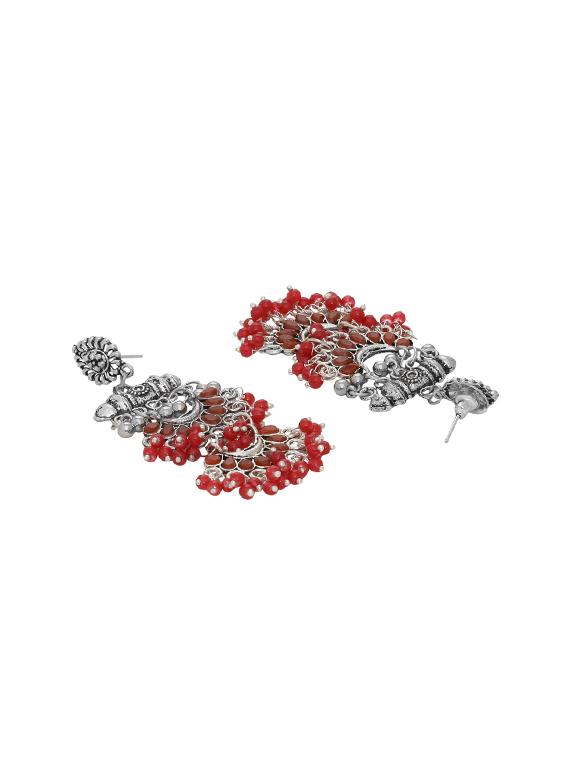red silver plated chandellier earring - 17168606 - Zoom Image - 2
