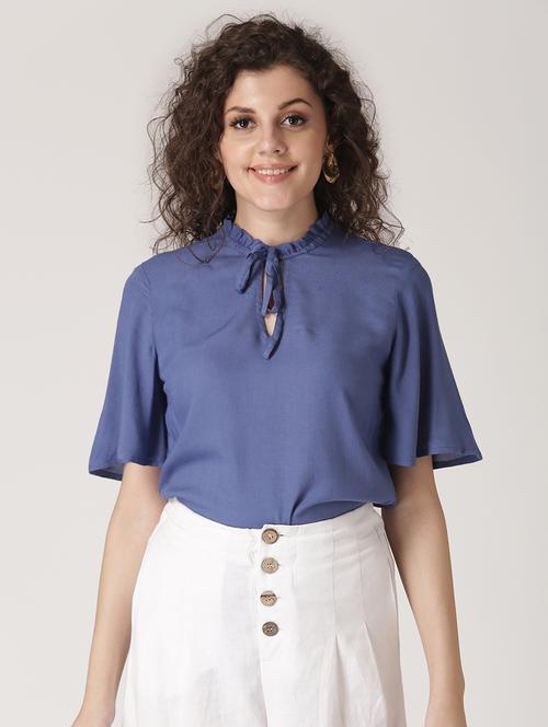 light blue rayon regular top - 17168803 - Very Small Image - 1