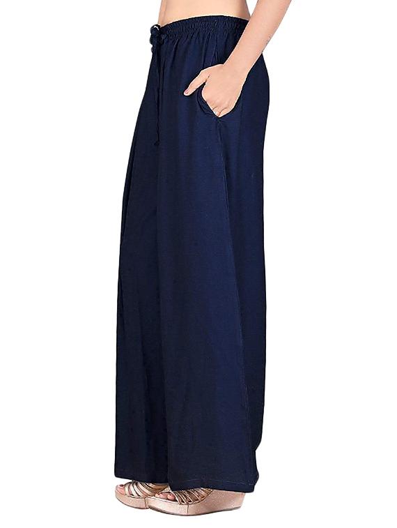 navy blue rayon palazzos - 17168958 - Zoom Image - 2