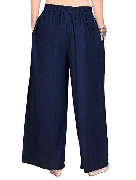 navy blue rayon palazzos - 17168958 - Zoom Image - 3