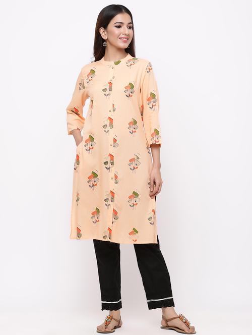 foil print a-line kurta - 17169007 - Standard Image - 1