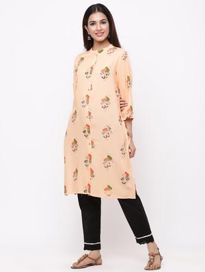 foil print a-line kurta - 17169007 - Standard Image - 2