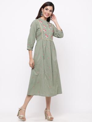 embroidered flared ethnic dress - 17169047 - Standard Image - 2