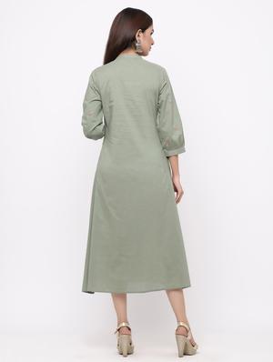 embroidered flared ethnic dress - 17169047 - Standard Image - 3