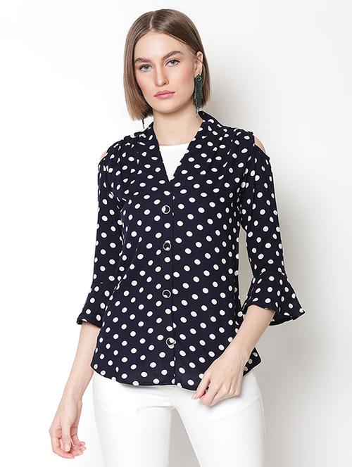navy blue cotton regular top - 17169361 - Standard Image - 1