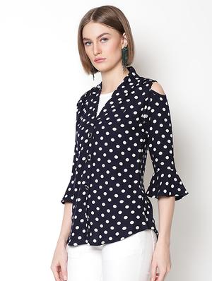 navy blue cotton regular top - 17169361 - Standard Image - 2