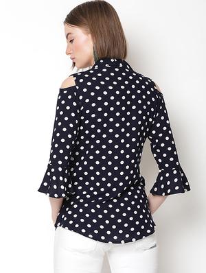 navy blue cotton regular top - 17169361 - Standard Image - 3