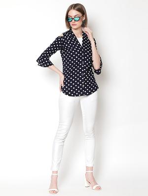navy blue cotton regular top - 17169361 - Standard Image - 4