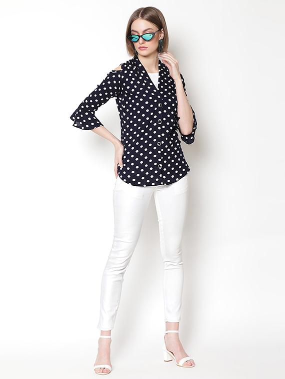 navy blue cotton regular top - 17169361 - Zoom Image - 4