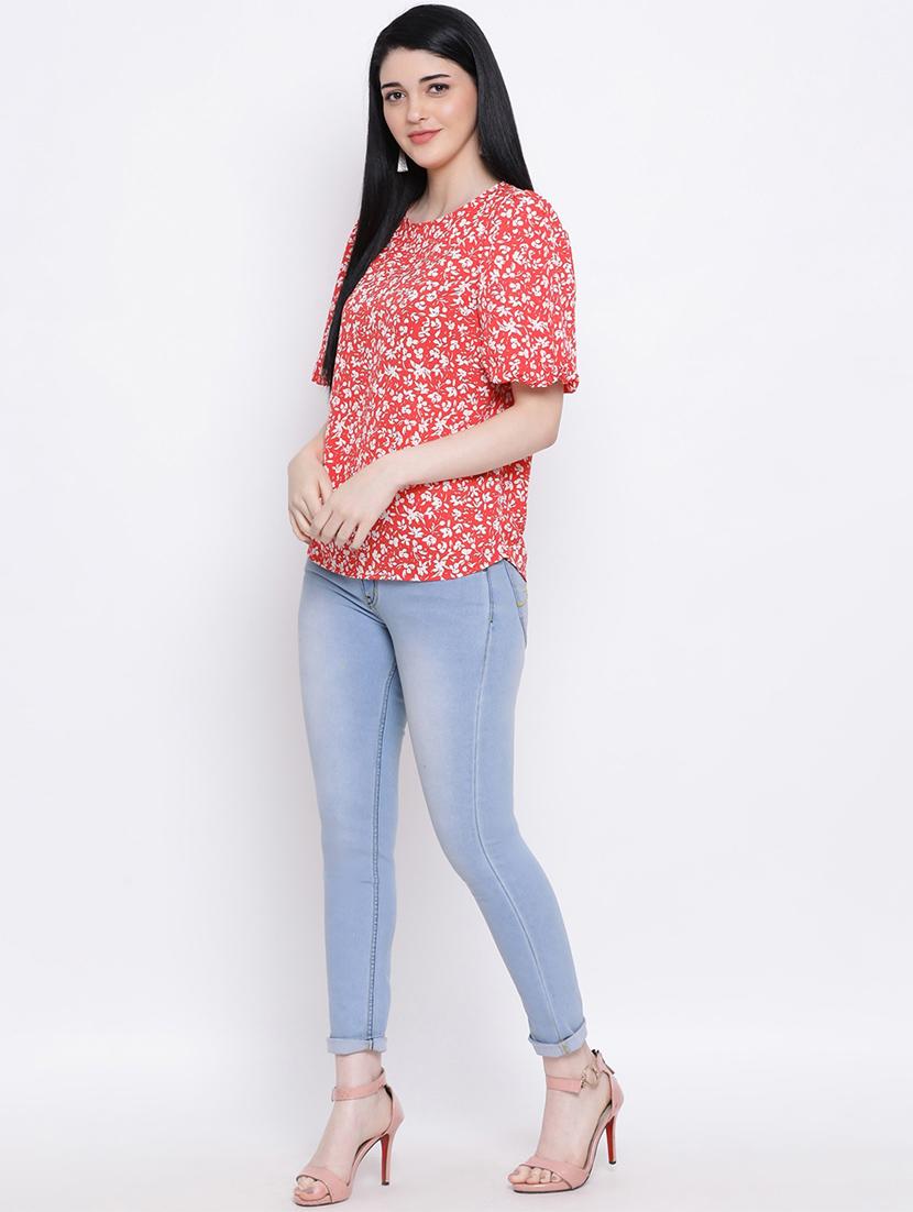 flutter sleeves floral top - 17169586 - Zoom Image - 4