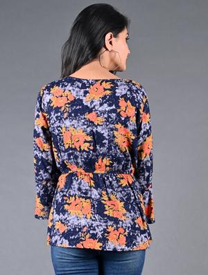 overlap neck floral top - 17170183 - Standard Image - 3