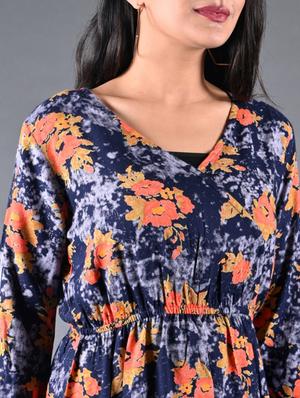 overlap neck floral top - 17170183 - Standard Image - 5