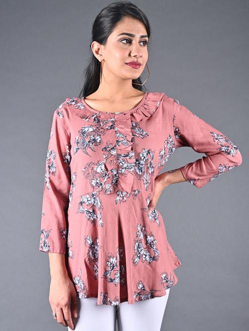 frill detail floral top - 17170186 - Standard Image - 1